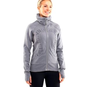 Lululemon Cuddle Up Jacket Blurred Grey with glitter in fabric. So cute!